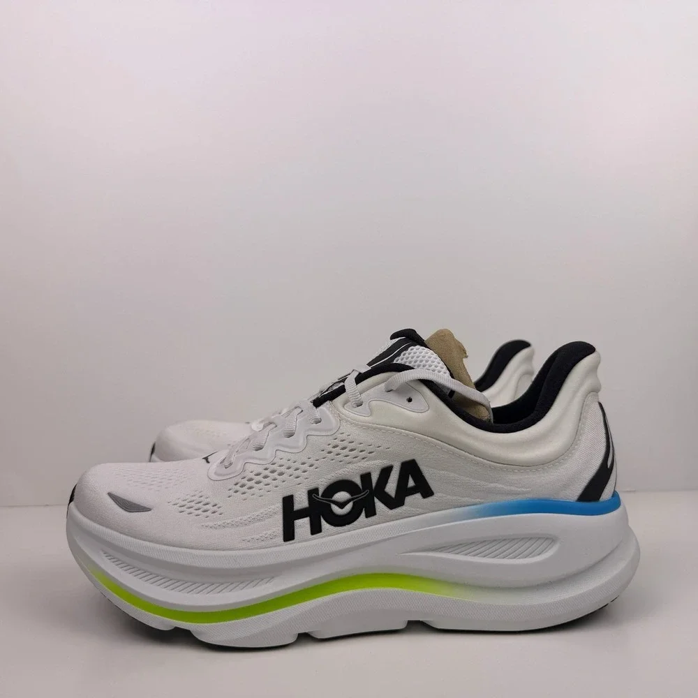 Hoka One One Bondi 9 Running Shoe Men Sz 10 White/Black 1162011 FLCK Sample